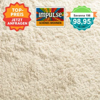 JAB Savanna 198 Beige – Draufsicht des Hochflor-Teppichbodens mit Preisangabe